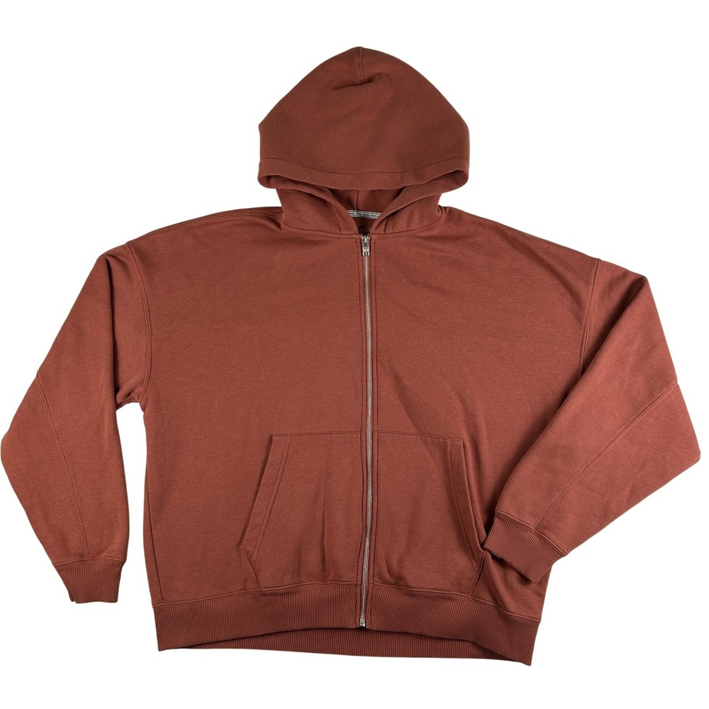 Free‎ Planet Hoodie Sweatshirt Womens XL Rust Orange Full Zip Fleece Pockets